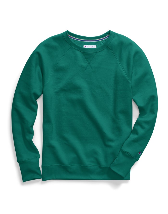 Champion Dame Sweatshirt Turkis - Powerblend Fleece Classic Crew - Danmark OTL-879465